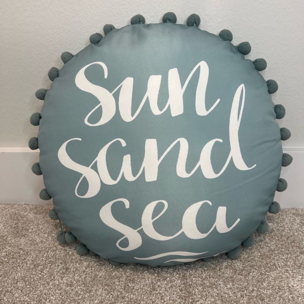 Round Blue Couch Pillow